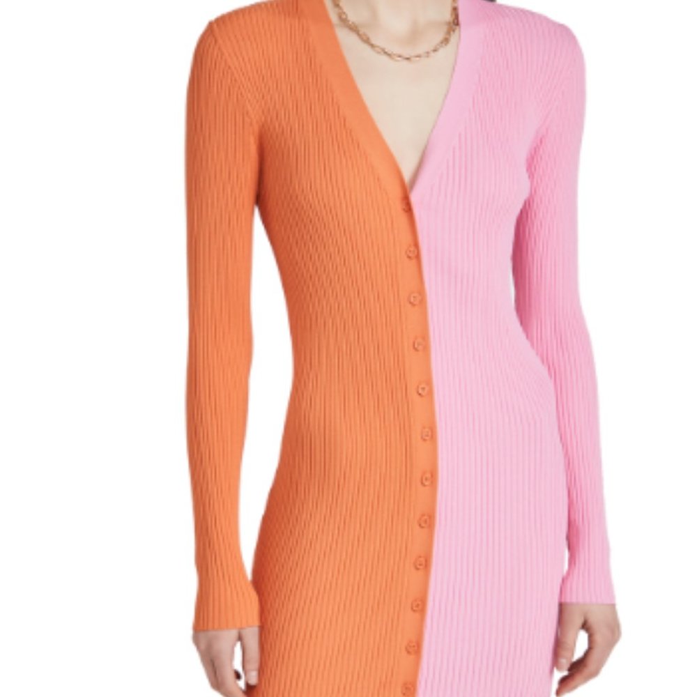 NEW Staud Shoko Sweater Midi Dress, Nectarine Pink - Medium